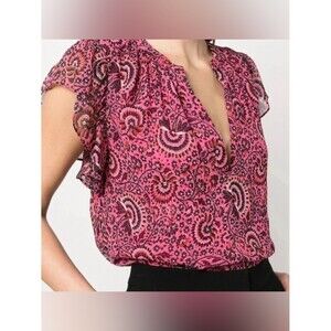 A.L.C. 100% Silk Pink Paisley Blouse Size 4